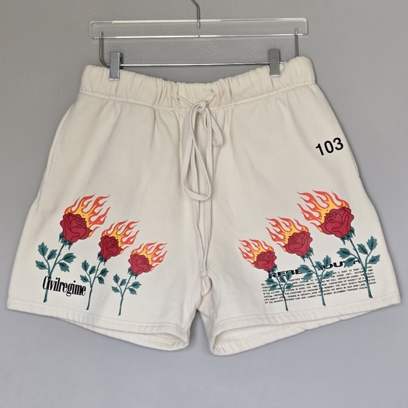 Civil Regime Limited Edition Sweat Shorts Cream Streetwear Urban Hip Hop Size XL - Picture 9 of 9